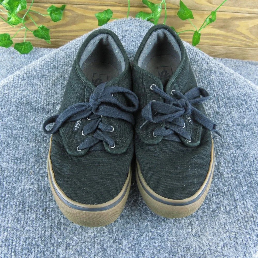 VANS Boys Sneaker Shoes Athletic Black Fabric Lace Up Size Y 4.5‎ Medium